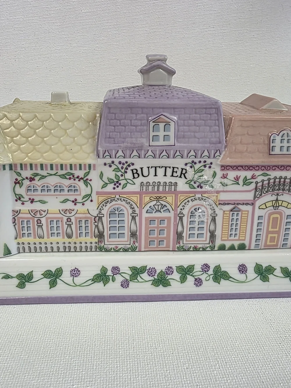 Lenox Village Butter Dish Porcelain 1994 Handmade, 2-Piece Set, Collectible